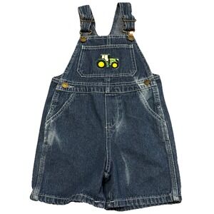 John Deere Toddler Denim Bib Overalls Logo Size 4T Shorts Country Tractor Boys